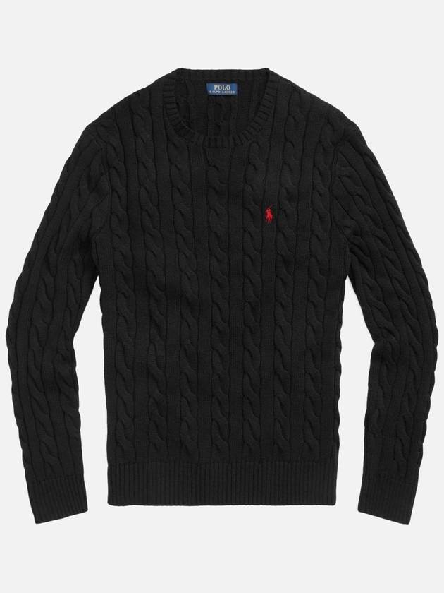 Embroidery Logo Cable Knit Top Black - POLO RALPH LAUREN - BALAAN 2