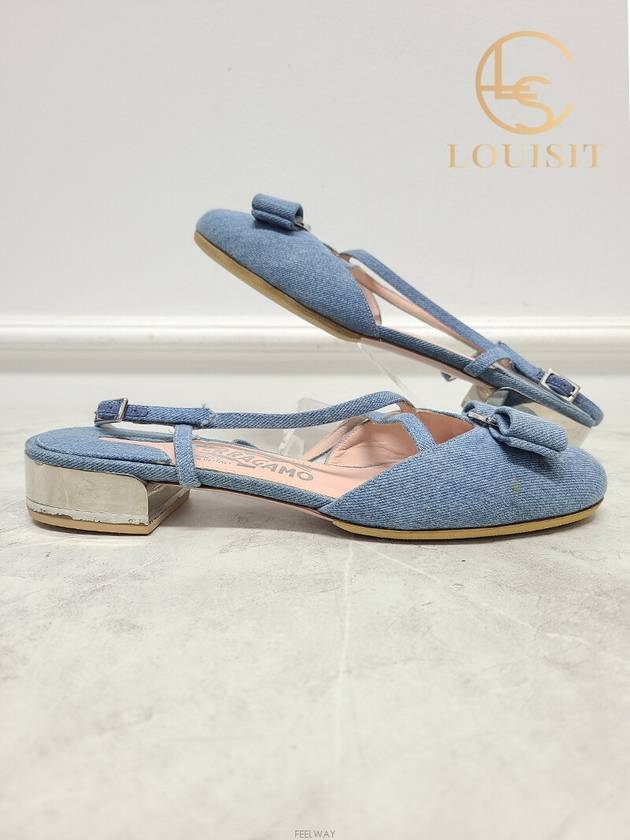 Used luxury goods Lewis It 6 Ferragamo Vara Pelma denim women s sandals - SALVATORE FERRAGAMO - BALAAN 4