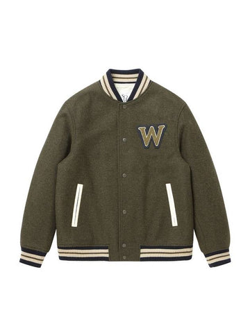 Men's W Wapen Varsity Jacket Khaki SW23IVJP02KK - SOLEW - BALAAN 1