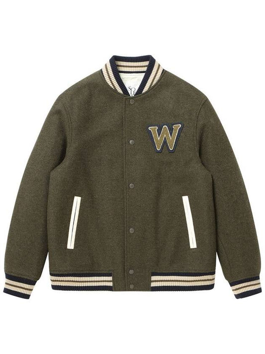 W Wappen Varsity Jacket Khaki - SOLEW - BALAAN 1