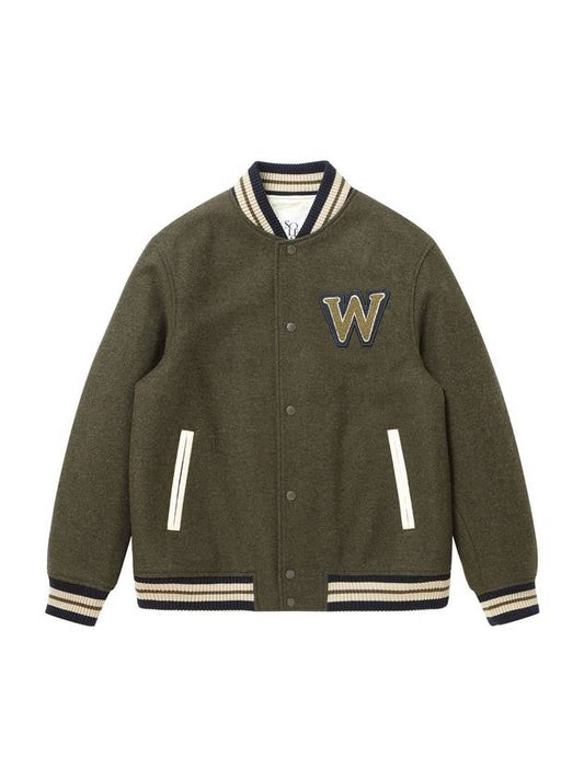 Men's W Wapen Varsity Jacket Khaki SW23IVJP02KK - SOLEW - BALAAN 2