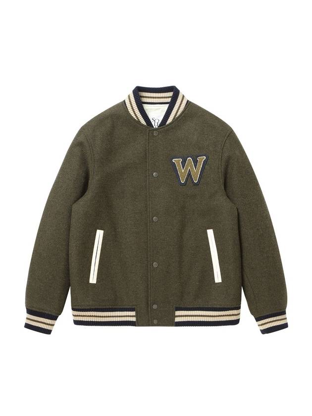 W Wappen Varsity Jacket Khaki - SOLEW - BALAAN 1