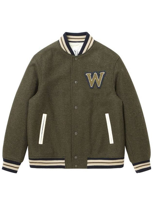 Men's W Wapen Varsity Jacket Khaki SW23IVJP02KK - SOLEW - BALAAN 1