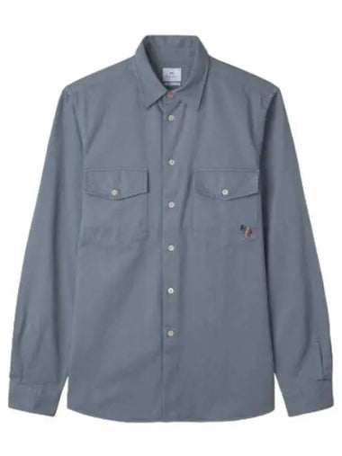 Zebra Logo Casual Fit Shirt Blue - PAUL SMITH - BALAAN 1