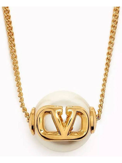 Signature V Logo Necklace Gold - VALENTINO - BALAAN 2