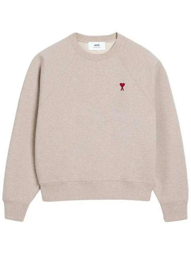 Small Heart Logo Sweatshirt Beige - AMI - BALAAN 4