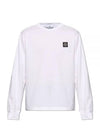 Logo Patch Cotton Jersey Long Sleeve T-Shirt White - STONE ISLAND - BALAAN 2