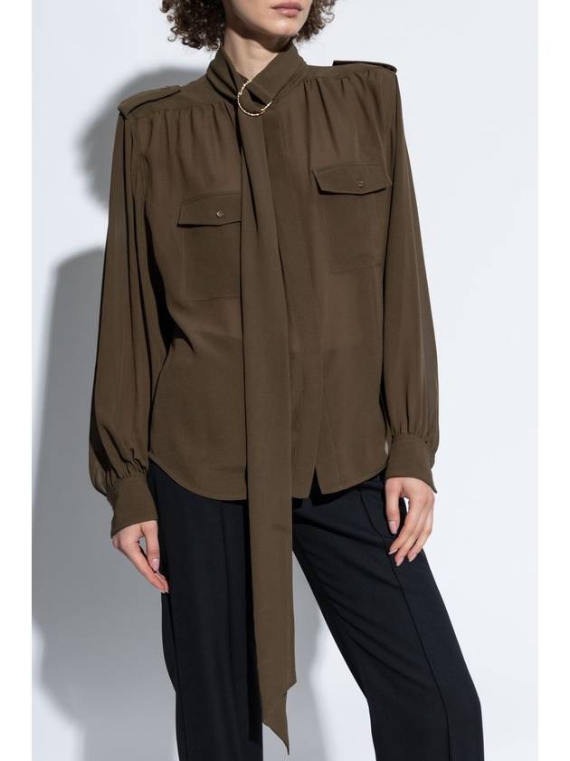 Chloé Silk Shirt With Pockets, Women's, Green - CHLOE - BALAAN 3