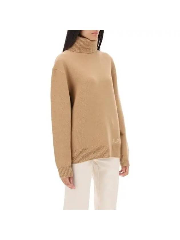 Walter Logo Merino Wool Turtleneck Brown - A.P.C. - BALAAN 3