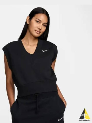 Women s Sportswear Phoenix Fleece Loose V neck Sleeveless Crop Top 010 - NIKE - BALAAN 1