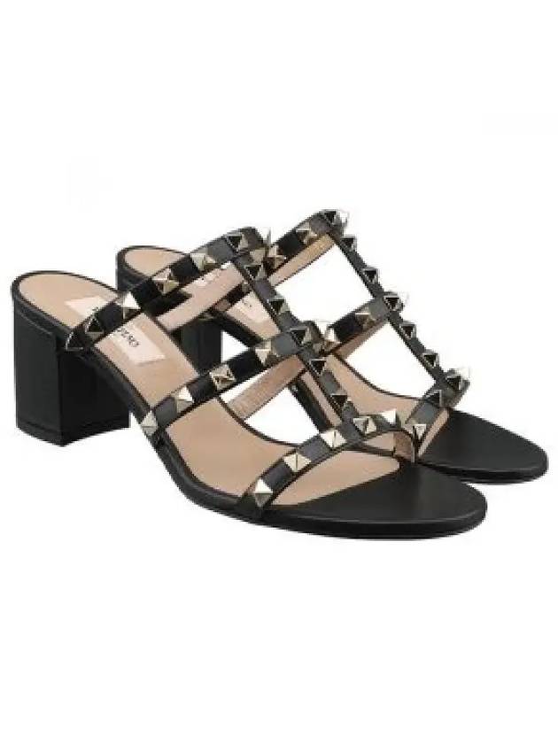 Rockstud Slide Sandals Black - VALENTINO - BALAAN 2