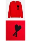 Big Heart Logo Wool Knit Top Red Black - AMI - BALAAN 6