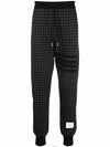 4 Bar Gun Club Check Jacquard Cotton Track Pants Black - THOM BROWNE - BALAAN 3