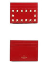 Rockstud Card Wallet Red - VALENTINO - BALAAN.