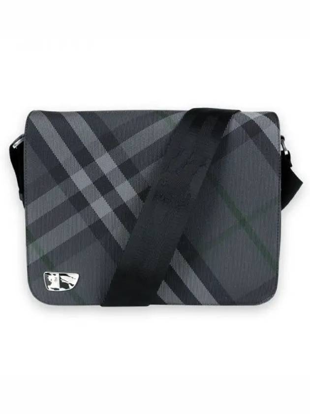 Grid Check Messenger Bag Charcoal - BURBERRY - BALAAN 2