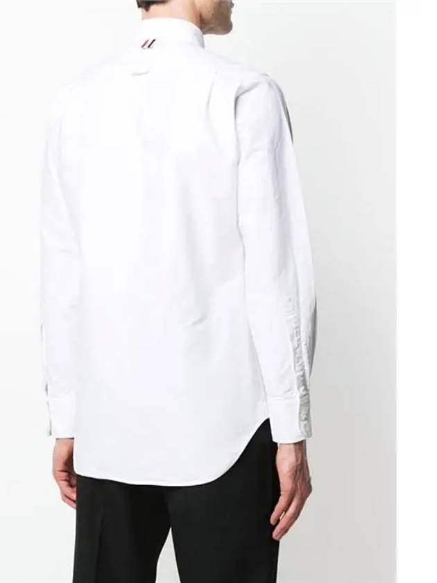 Oxford Grosgrain Placket Cotton Long Sleeve Shirt White - THOM BROWNE - BALAAN 5