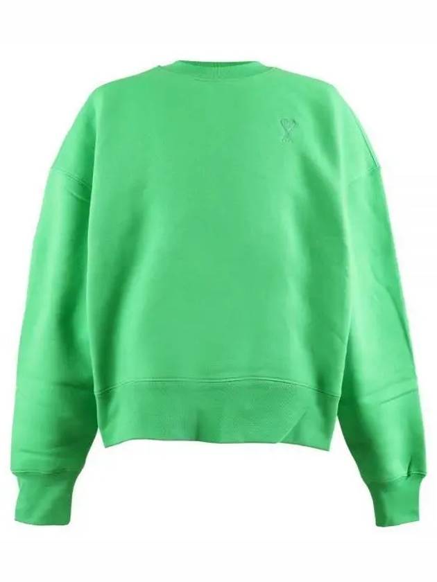 Tonal Heart Crew Neck Sweatshirt Green - AMI - BALAAN 2