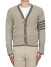 Men's Diagonal Armband Cashmere V-Neck Cardigan Beige - THOM BROWNE - BALAAN 2