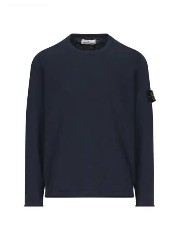 Compass Badge Ribbed Cotton Knit Top Navy - STONE ISLAND - BALAAN 2