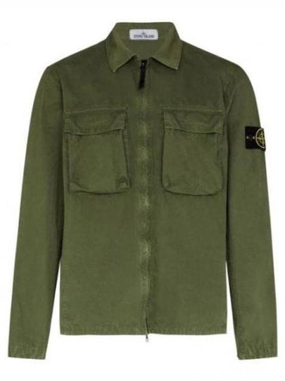 Front Pocket Wappen Patch Overshirt Zip-Up Jacket Khaki - STONE ISLAND - BALAAN 2