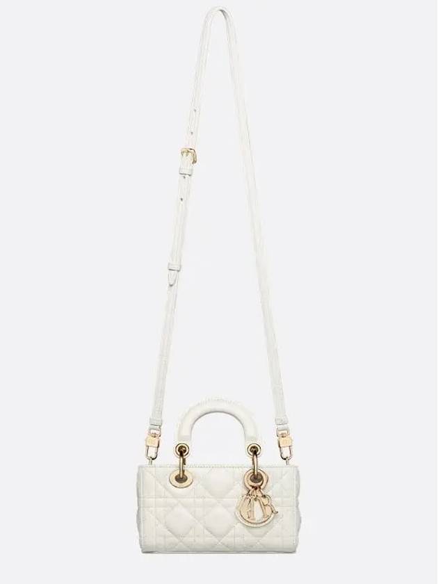 Lady D Joy Cannage Lambskin Micro Tote Bag White - DIOR - BALAAN 10