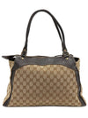 189828 GG logo jacquard brown leather gold trophy tote bag - GUCCI - BALAAN 3