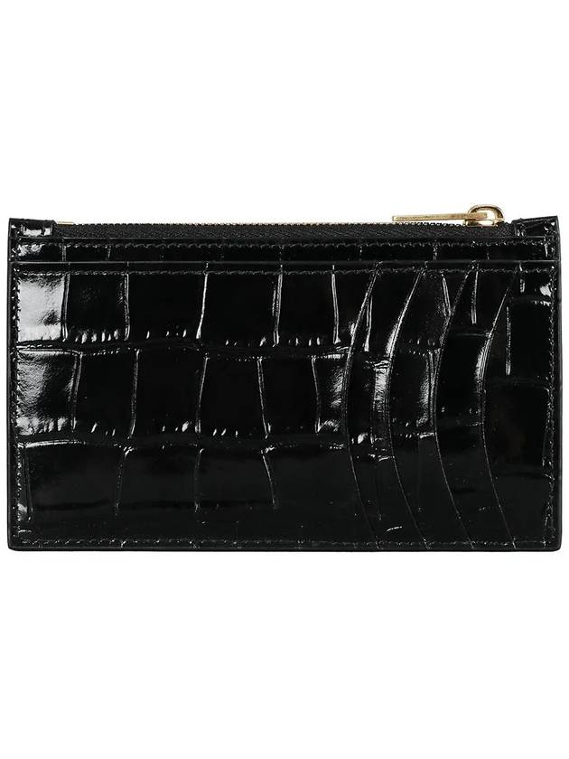 crocodile embossed zipper hour glass card wallet black gold - BALENCIAGA - BALAAN.