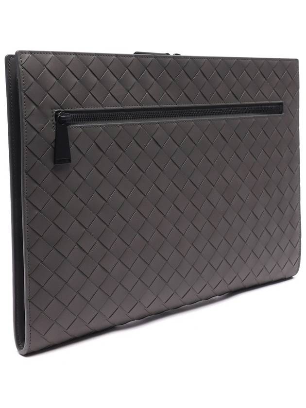 Intrecciato Document Clutch Bag Grey - BOTTEGA VENETA - BALAAN 4