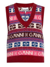 Jacquard pattern V-neck vest K2121 999 - GANNI - BALAAN 2