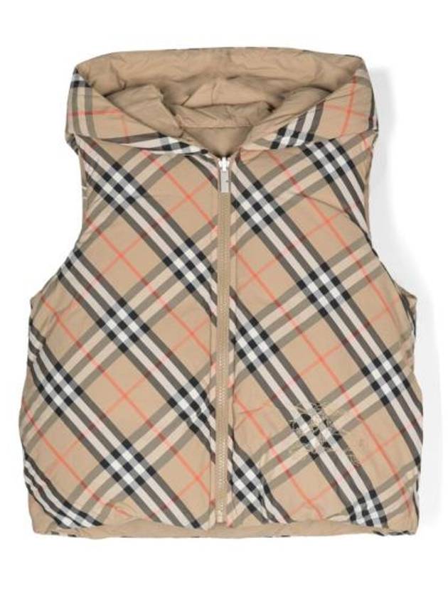 Kids Reversible Check Padded Vest Sand - BURBERRY - BALAAN 1