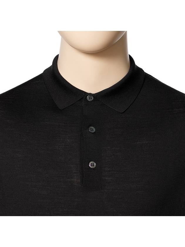 24SS Men's Polo Virgin Wool Knit Top Black FAI2551 - LORO PIANA - BALAAN 4