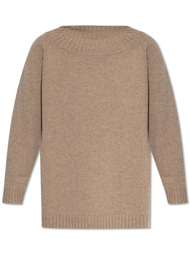 Max Mara Latham s off the shoulder wool cashmere knit top hazelnut brown - MAX MARA - BALAAN 1