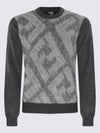 Crew Neck Alpaca Pullover Knit Top Grey - FENDI - BALAAN 2