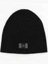 Logo Patch Ribbed Beanie Black - MOOSE KNUCKLES - BALAAN 4