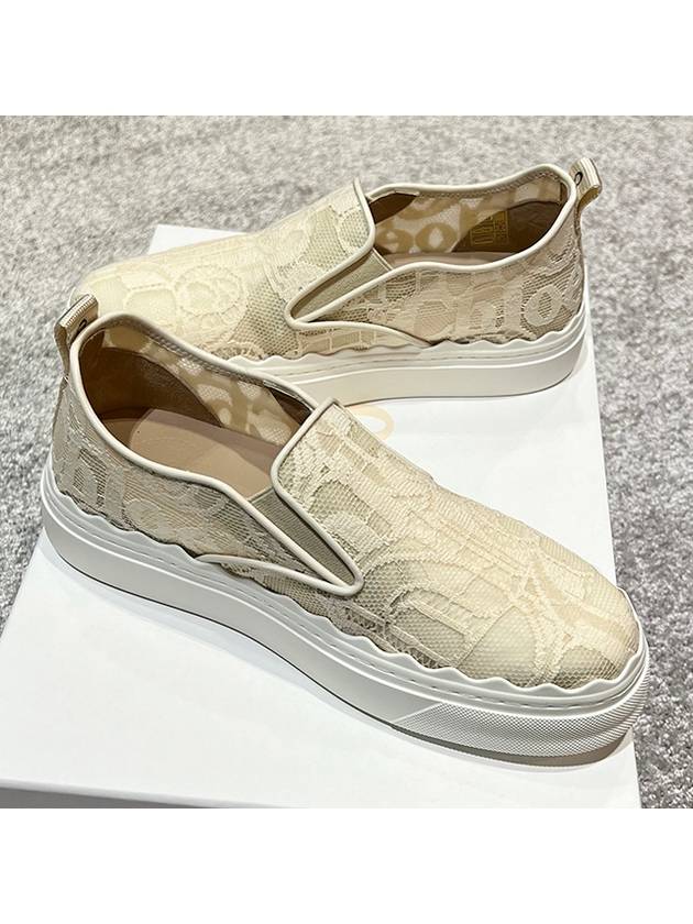 Women's Lauren Lace Slip-On Mild Beige - CHLOE - BALAAN.