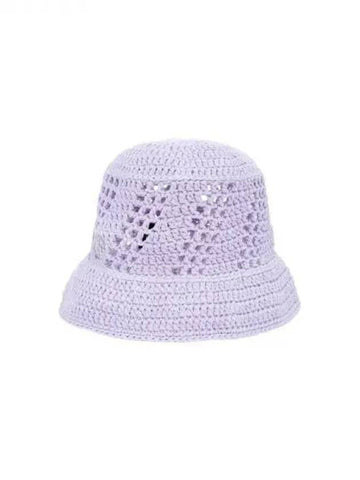 Women s Logo Embroidered Cotton Crochet Hat Violet 270427 - GIORGIO ARMANI - BALAAN 1