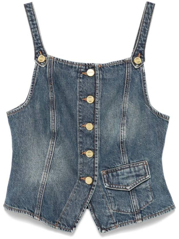 Heavy Washed Denim Sleeveless Blue - GANNI - BALAAN 1