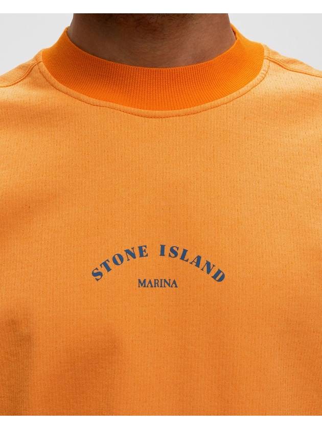 Marina Cotton Nylon Terry Fleece Crewneck Sweatshirt Orange - STONE ISLAND - BALAAN 4