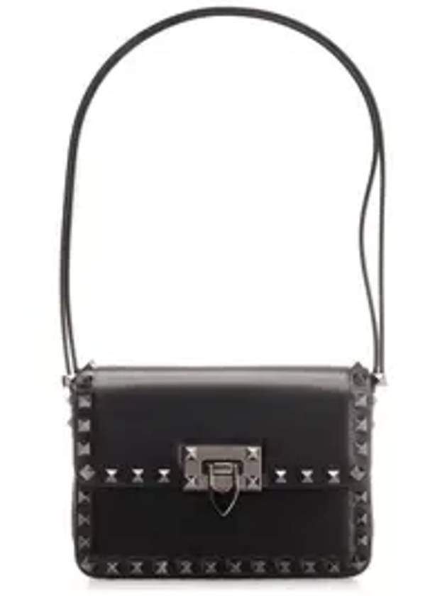 Rockstud Smooth Leather Small Shoulder Bag Black - VALENTINO - BALAAN 1