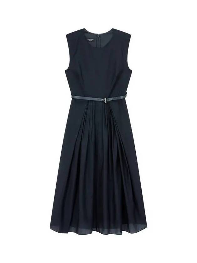 Women s pleated leather belt dress navy - EMPORIO ARMANI - BALAAN 1