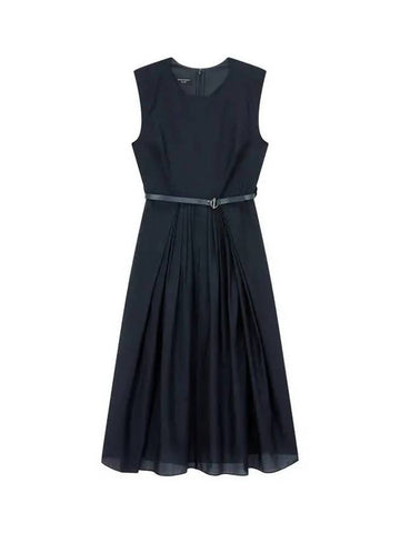 Women s pleated leather belt dress navy - EMPORIO ARMANI - BALAAN 1