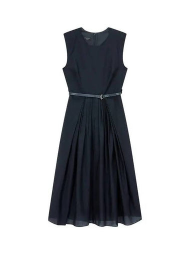 Women s pleated leather belt dress navy - EMPORIO ARMANI - BALAAN 1