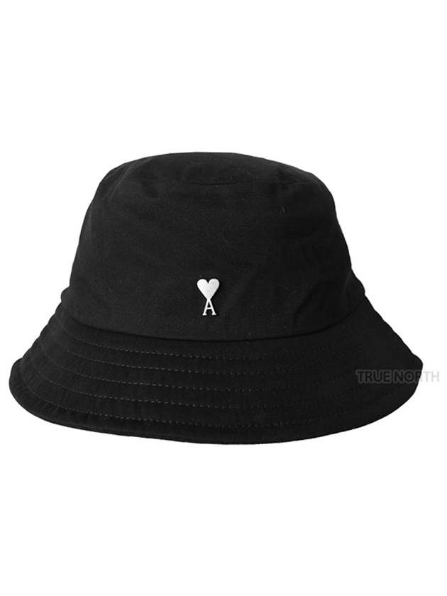 Heart Logo Cotton Bucket Hat Black - AMI - BALAAN 2