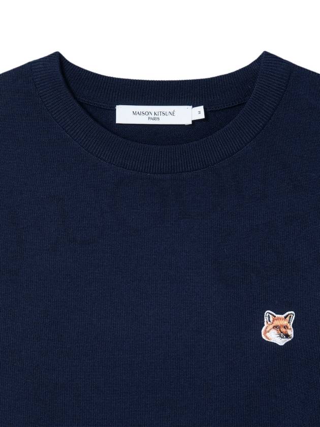 Fox Head Patch Regular Round Neck Pullover Knit Top Navy - MAISON KITSUNE - BALAAN 4