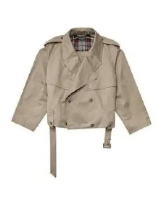 folded cotton twill short trench coat beige - BALENCIAGA - BALAAN 2