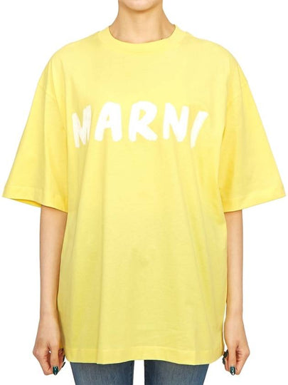 Logo Lettering Boxy Fit Short Sleeve T-Shirt Yellow - MARNI - BALAAN 2