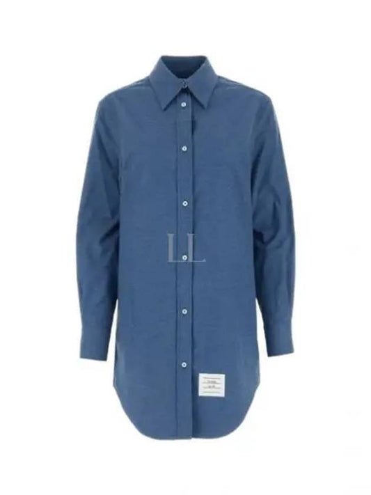 Women's Button Down Shirt Short Dress Blue - THOM BROWNE - BALAAN 2