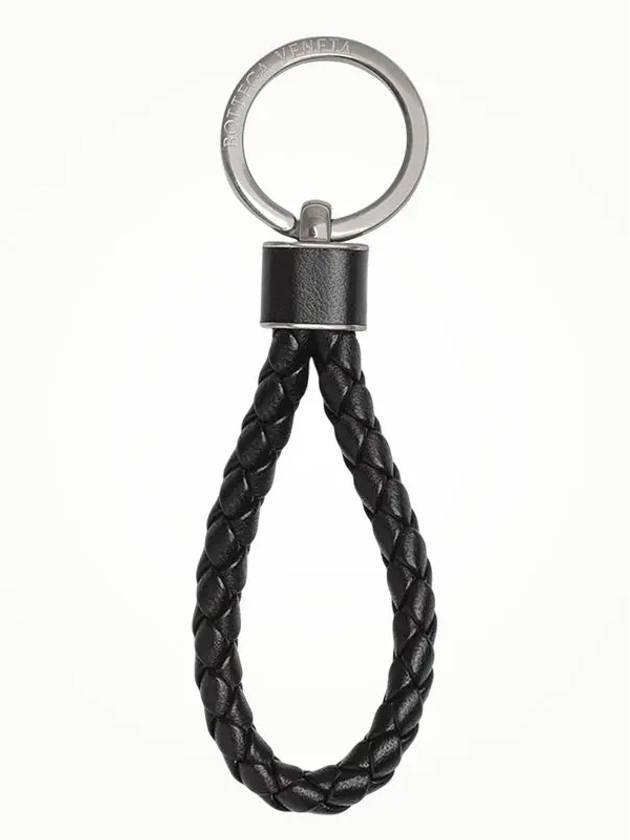 Intrecciato Leather Key Holder  Black - BOTTEGA VENETA - BALAAN 2