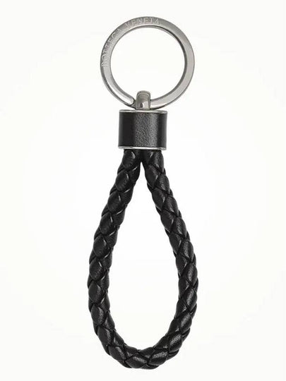 Intrecciato Leather Key Holder  Black - BOTTEGA VENETA - BALAAN 2