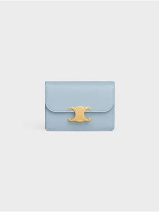 Celine Triomphe Shiny Calfskin Flap Card Holder Light Blue - CELINE - BALAAN 2